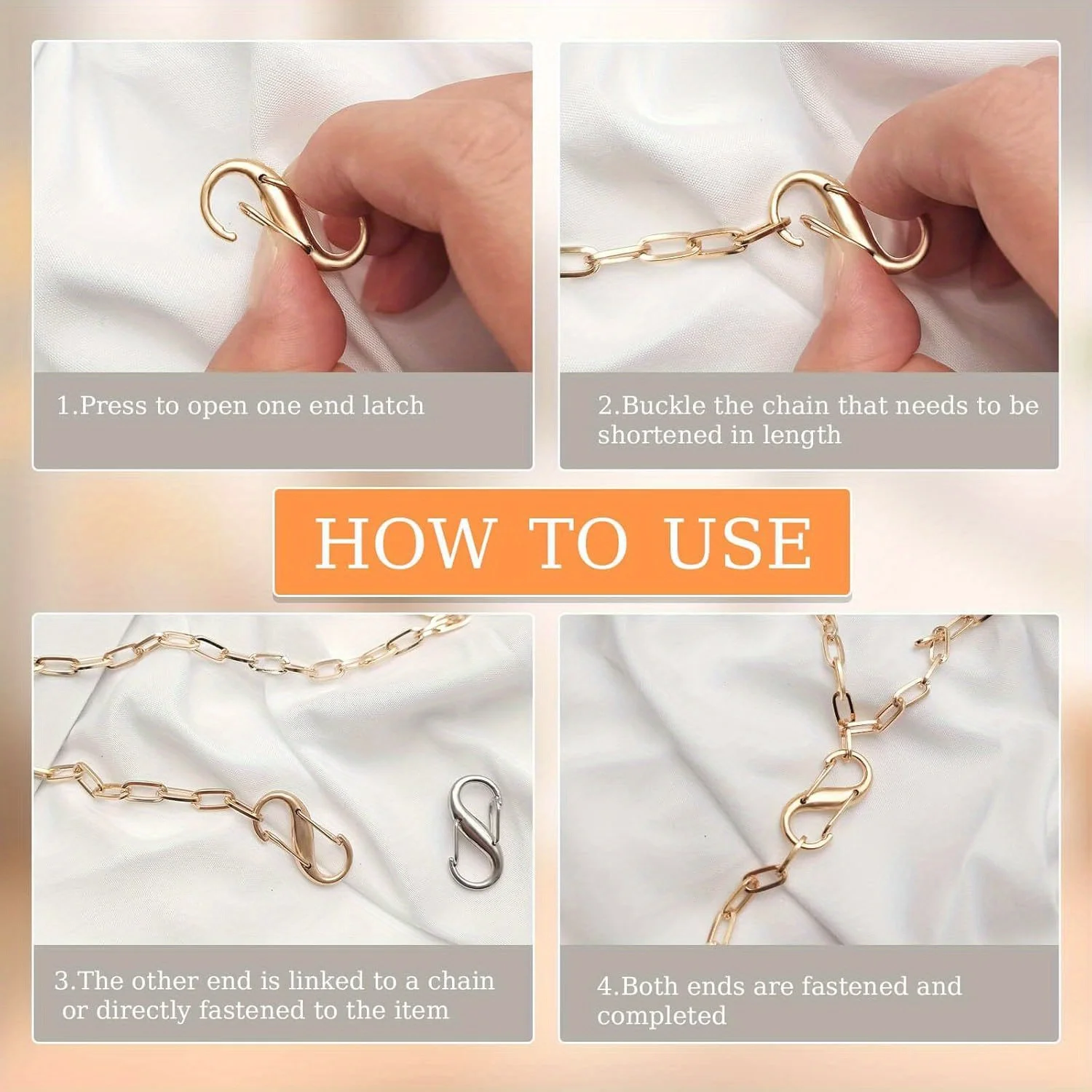 5pcs Adjustable Metal Buckles for Chain Strap, Chain Shortener Strap Clasps for DIY Chain Link Connector