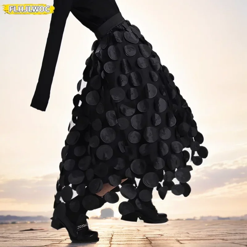 Streetwear Japan Style Skirts New Year Christmas Girls Women Hot Fashion French Design Sexy Black Sheer Mesh Long Skirts