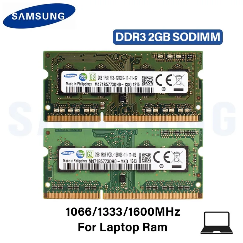 1/2PCS SAMSUNG Ram Laptop DDR3 DDR3L 2GB 1066Mhz 1333Mhz 1600Mhz SO-DIMM PC3-10600 12800 Notebook 1.3V/1.5V PC3 RAM Memoria