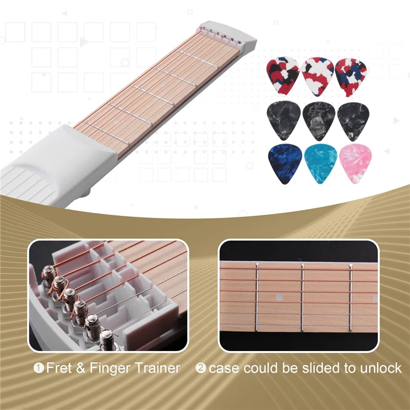 

AED2-карманный гриф для гитары, тренажер для гитары, 6-ладовый портативный инструмент для практики гитарного аккорда для начинающих