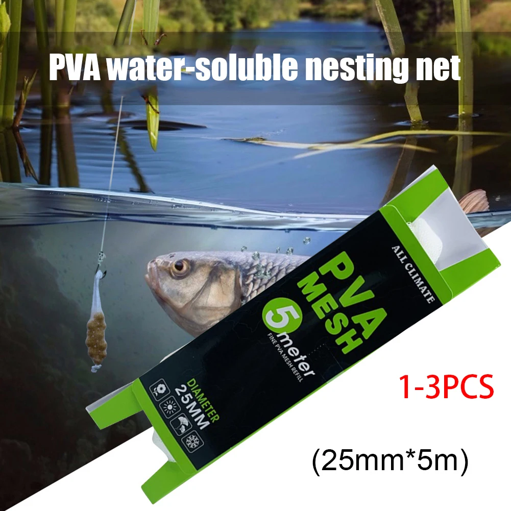 5m PVA Fishing Mesh Water Soluble Fishing Network Environmental Crap Fishing Feeder Refill Trap Lure Meshes Fishing Accessories