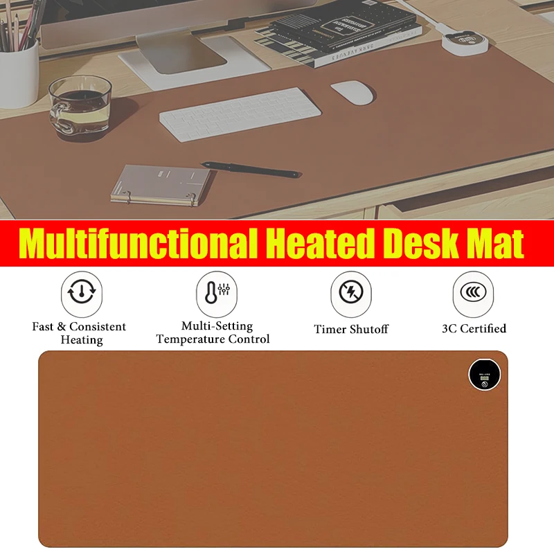 Heated Desk/Mouse Mat with Smart Digital Display Waterproof Constant Heated Desk Pad Non-slip Office Desktop Writing Heating Mat