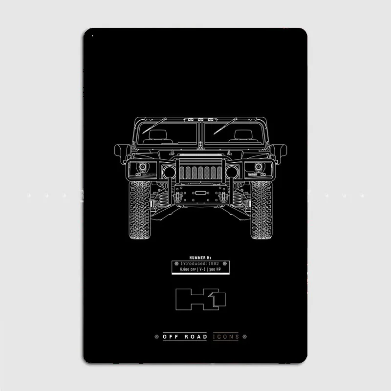 Hummer H2 Classic Car Metal Sign Poster Garage Living Room Decor Sign Cinema Custom Tin Vintage Home Wall Decor