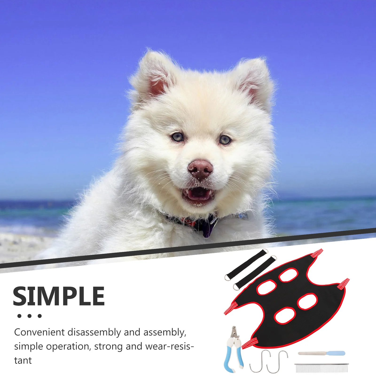 

1 set 1 Set Pet Grooming Hammock Nail Clipper File Comb Tools For Cat Dog Large Pets Sturdy Easy Use Hanging Sling Bag