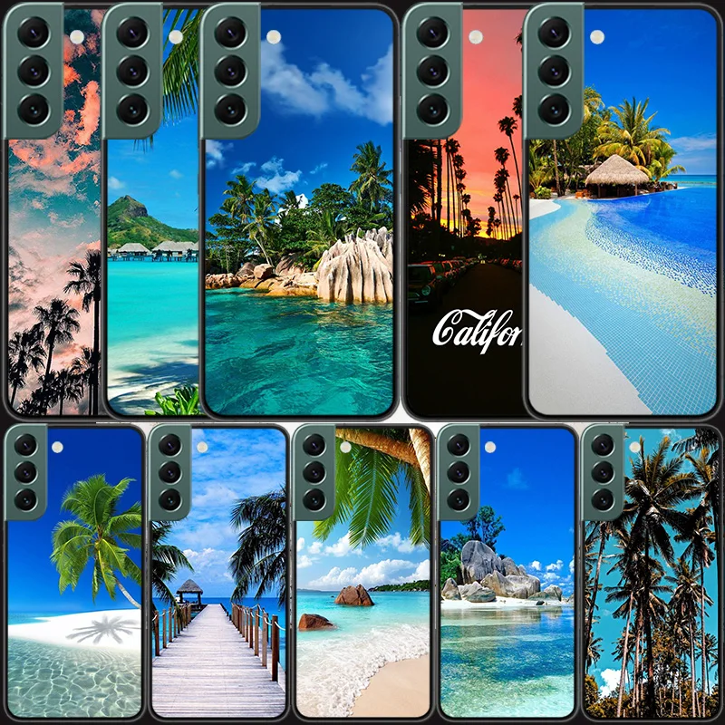 Sea Tropical Palm Trees Beach Phone Case For Samsung S8 Galaxy Note 20 Ultra 10 Lite 9 8 M12 M21 M30S M31 M32 M51 M52 J8 J6 J4 P