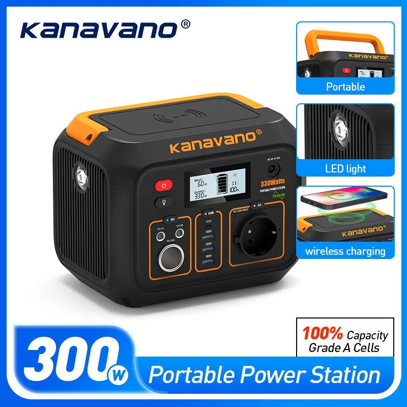 

Kanavano 330 Вт портативный солнечный генератор аккумуляторная электростанция аварийная энергия AC DC 305wh инвертор питания для открытого лагеря