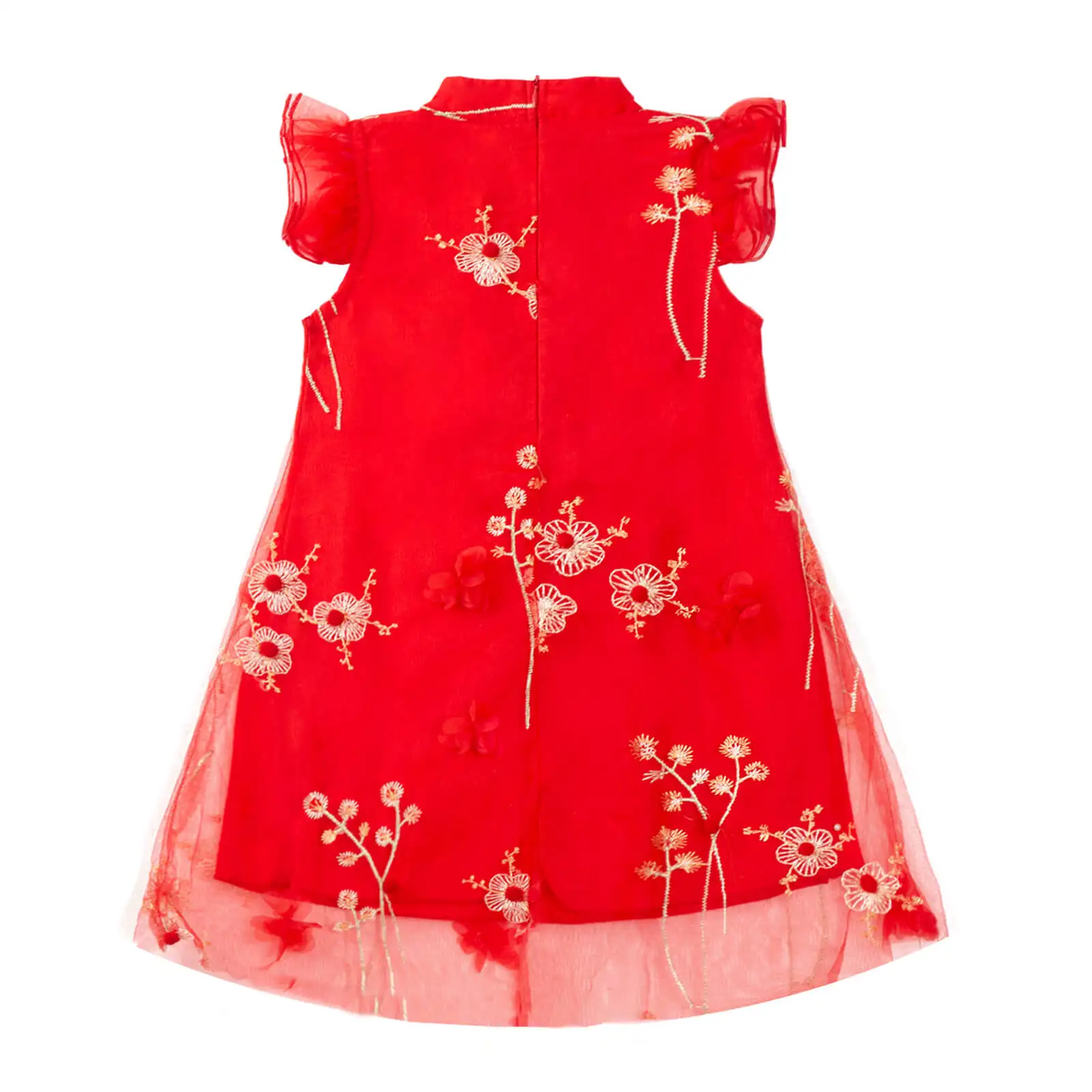 Mudkingdom Girls Qipao Dress Sleeveless Flowers Embroidery Summer Chinese Traditional Dresses for Toddler Tutu Princess Dress