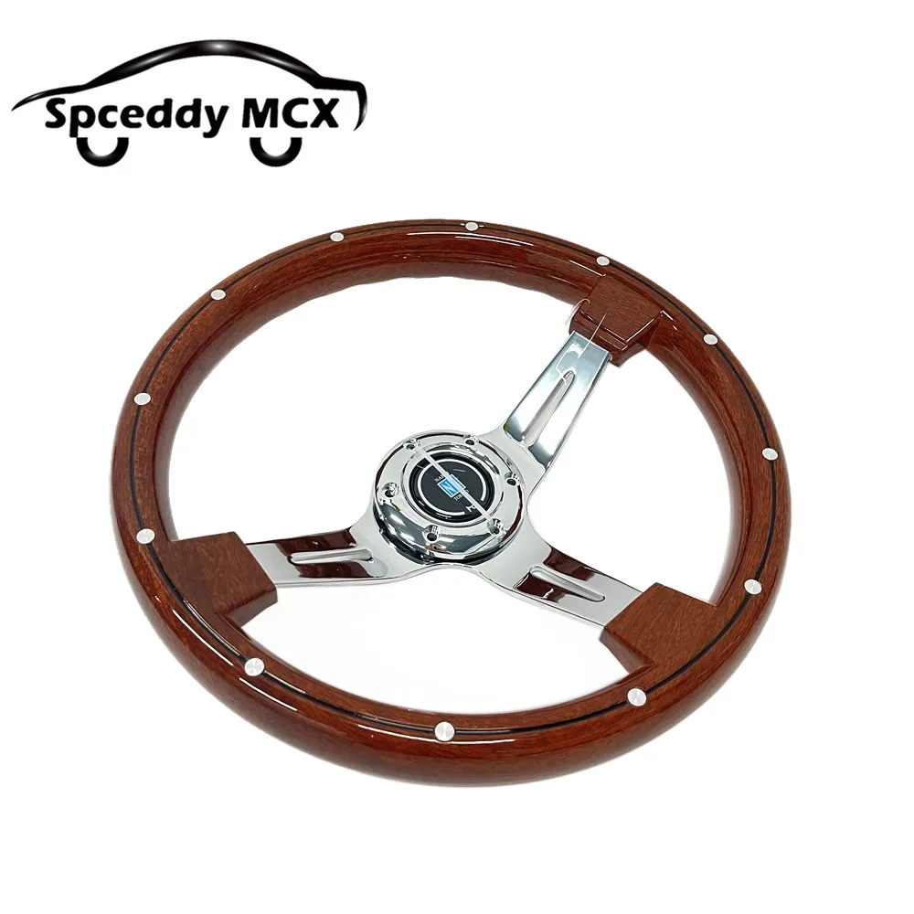 14inch 350mm Wood Look Steering Wheel For Car Motorsports Classic ABS Wooden Deep Dish Steering Wheel With Rivets