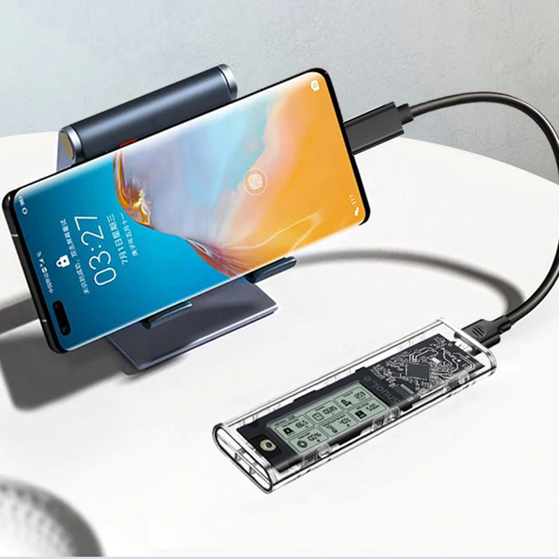 10Gbps M.2 NVME/NGFF Type-C SSD Adapter With LED Intelligent Digital Health Detection USB Dual Protocol Solid State Drive Case