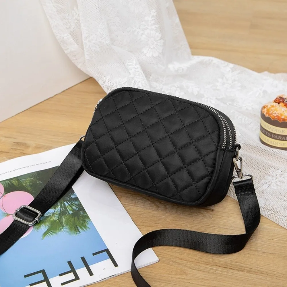 

Casual Quilted Crossbody Bag Nylon Solid Color Shoulder Bag Multi-Layer Large Capacity Lady Handbag