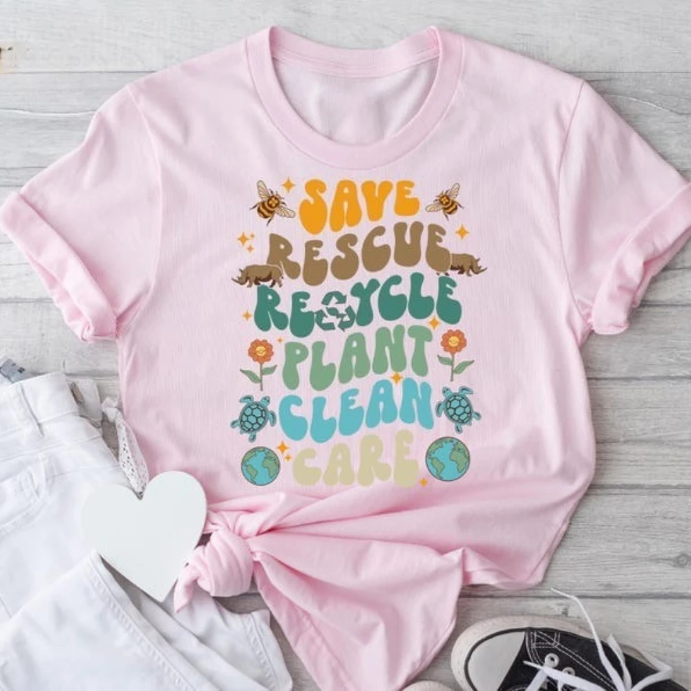 يوم الأرض اليوم اليومي تي شيرت صديقة للبيئة التي شيرت سعيد يوم الأرض قميص صديق البيئة لطيف هدية المحملة الرجال النساء ملابس علوية من القطن
