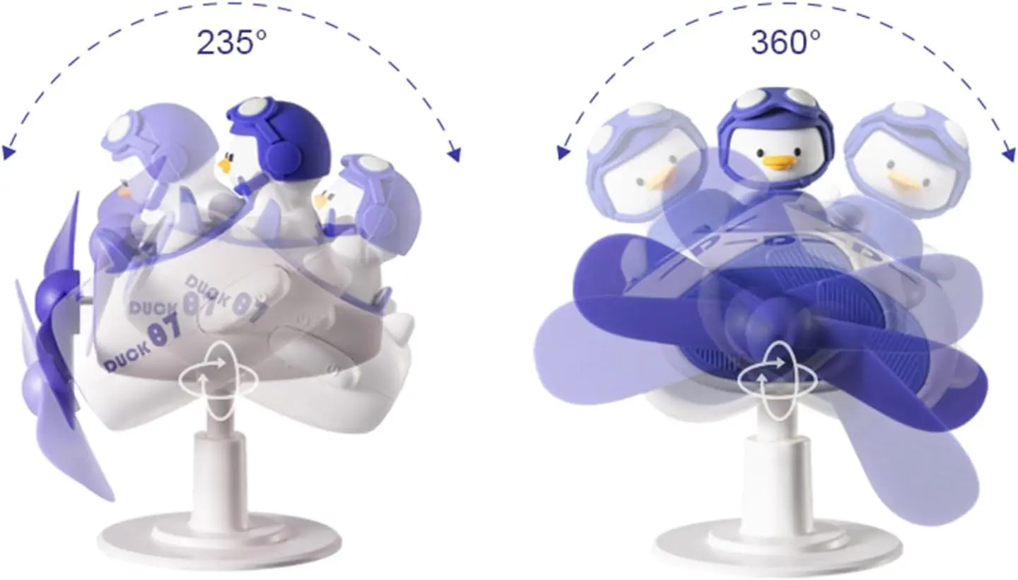 Настольный USB-вентилятор, маленький с милой маленькой желтой уткой, питание от USB, многоугольная регулировка, небольшой охлаждающий вентилятор для домашнего офиса