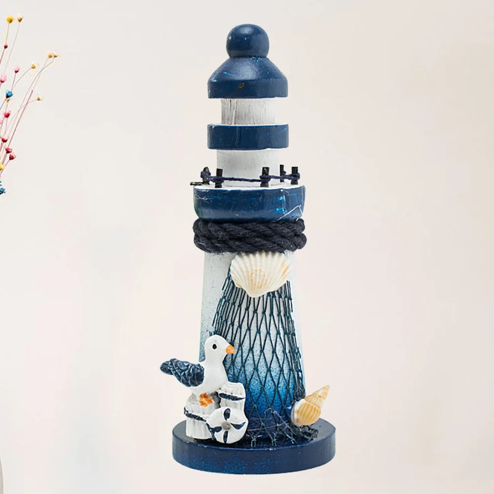 

Wooden Lighthouse Statue The Ornament Model Adornment Mediterranean Style Home Decoration