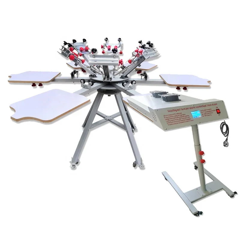 Manual 6 Color 6 Station T-shirts Logo Silk Screen Printer Screen Printing Machine For Sale