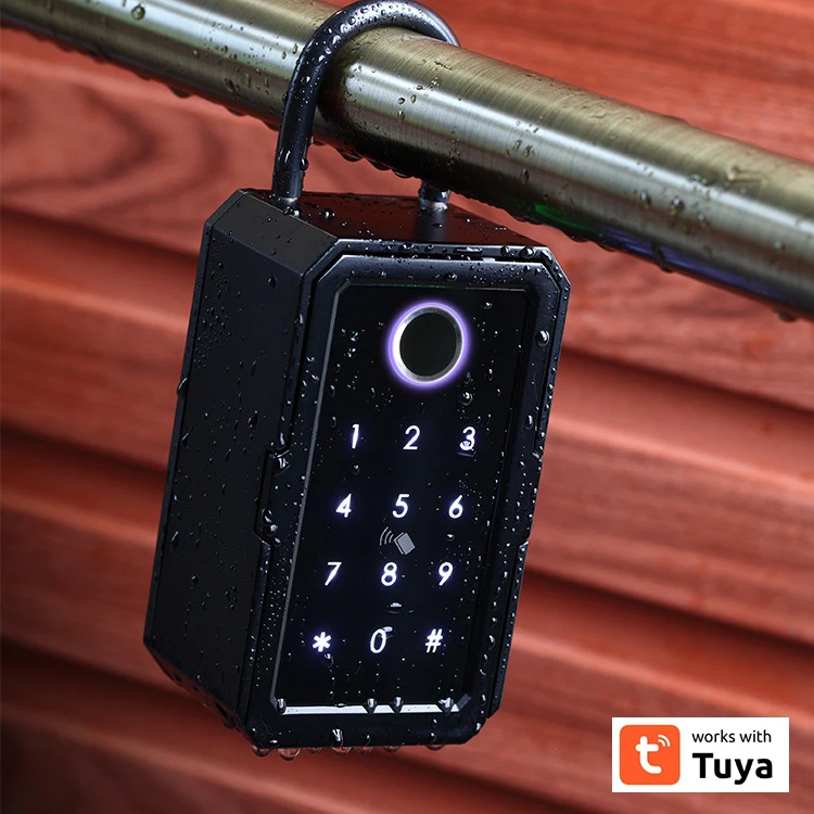 Waterproof Key Safe Box Smart Fingerprint Storage Secret Key Safety Box Tuya or TTlock App Bluetooth to WiFi Hub Unlock Padlock