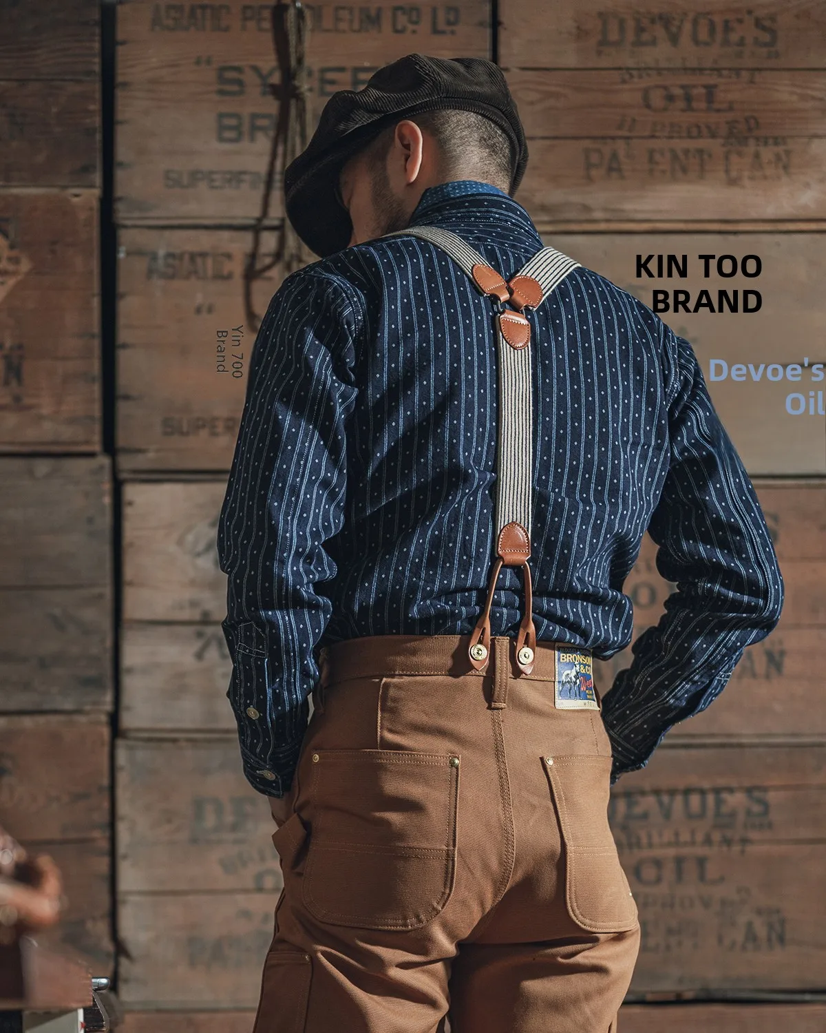 

Red Bronson Thi Denim Western irt Blue Dye Workwear Long Sve Youth Faion Autumn Season Japanese Retro Sle