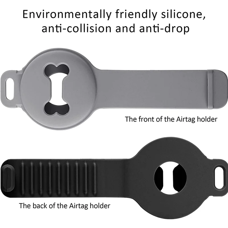 

4 шт. силиконовый защитный чехол для домашних животных для Airtag, против царапин, в форме кости, держатель для ошейника для собак, чехол для трекера для домашних животных, черный + серый