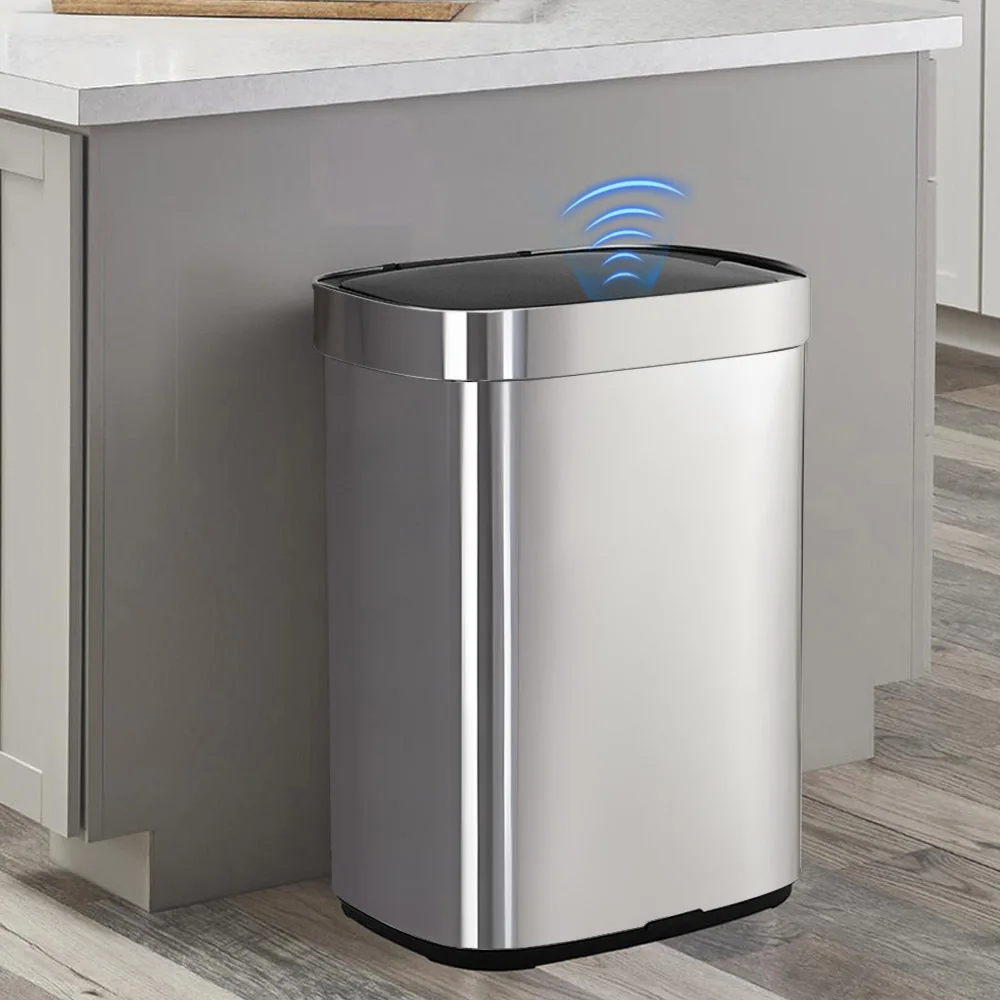 

13 Gallon Smart Trash Cans Automatic Touchless Open Sensor Waste Bins for Office Dust Stainless Steel Trach Can Smart Dustbin