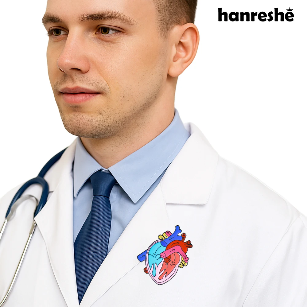 Hanreshe Medical Heart Enamel Pin Medical Anatomy Cardiology Design Heart Brooch Lapel Badge Jewelry for Doctor Nurse Biologist