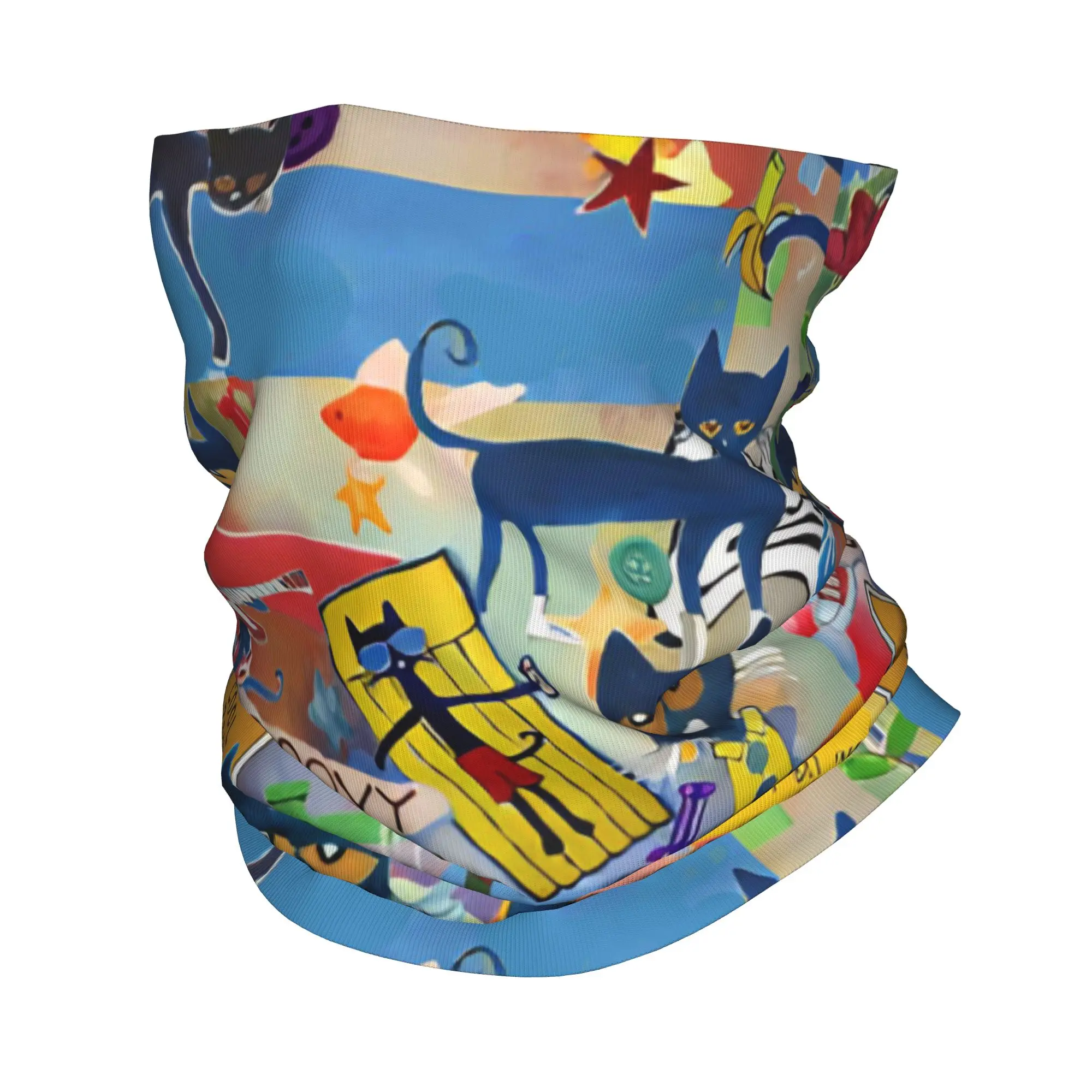 Cool Cartoon Kitten Pete the Cat  Bandana Neck Cover Printed  Wrap Scarf Warm Balaclava Hiking Unisex Adult All Season