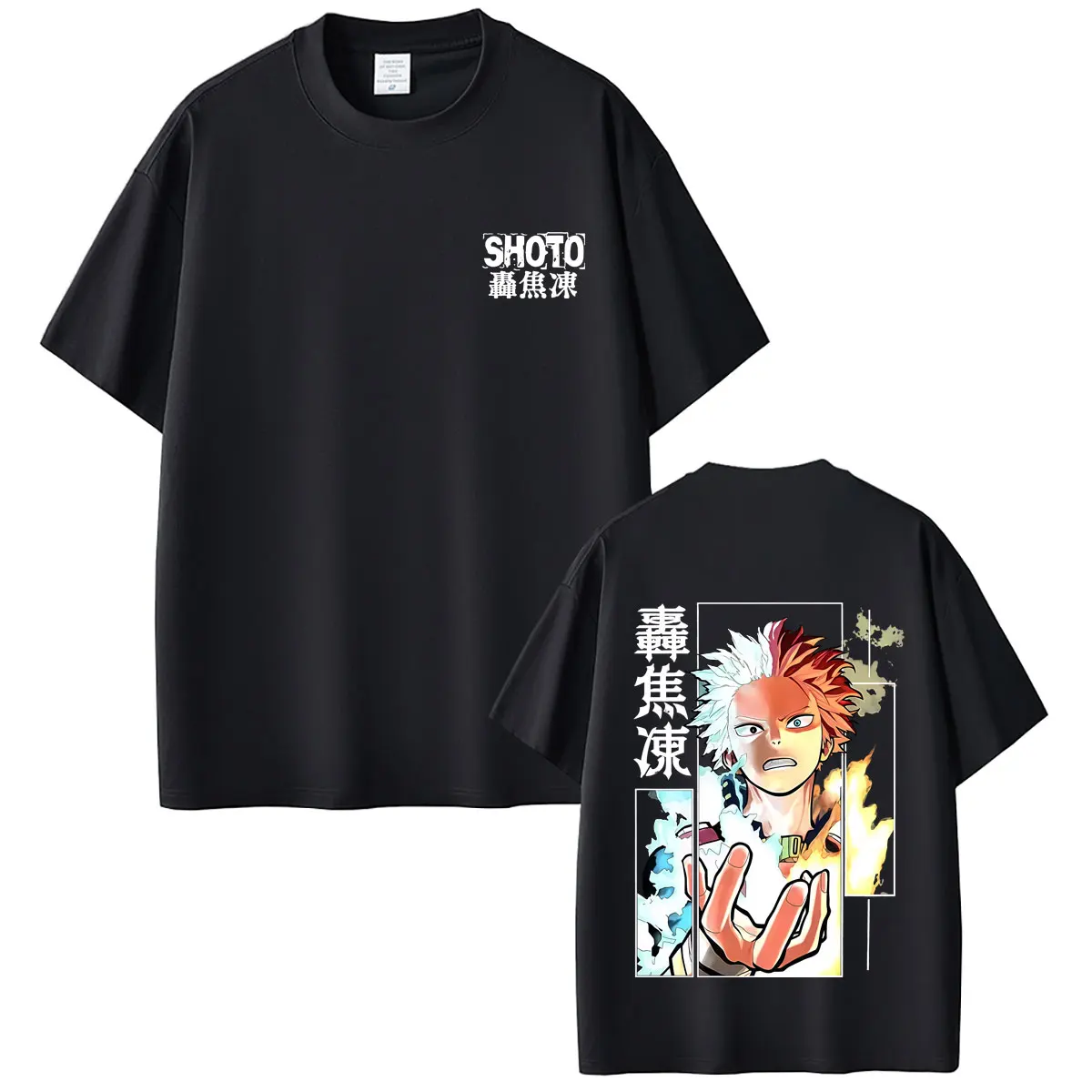 

Anime My Hero Academia Shoto Todoroki T Shirts Summer Men Women Casual Retro Oversized Streetwear Male Cartoon Harajuku T-shirt