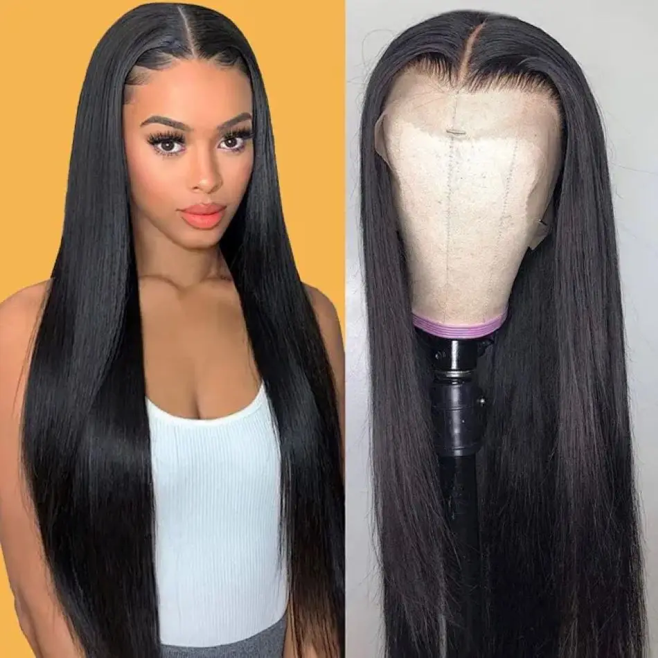 Wig rambut manusia renda depan lurus tulang 13x4 Wig Frontal Hd transparan renda UNTUK WANITA HITAM Brasil 28 30 inci ketebalan 150