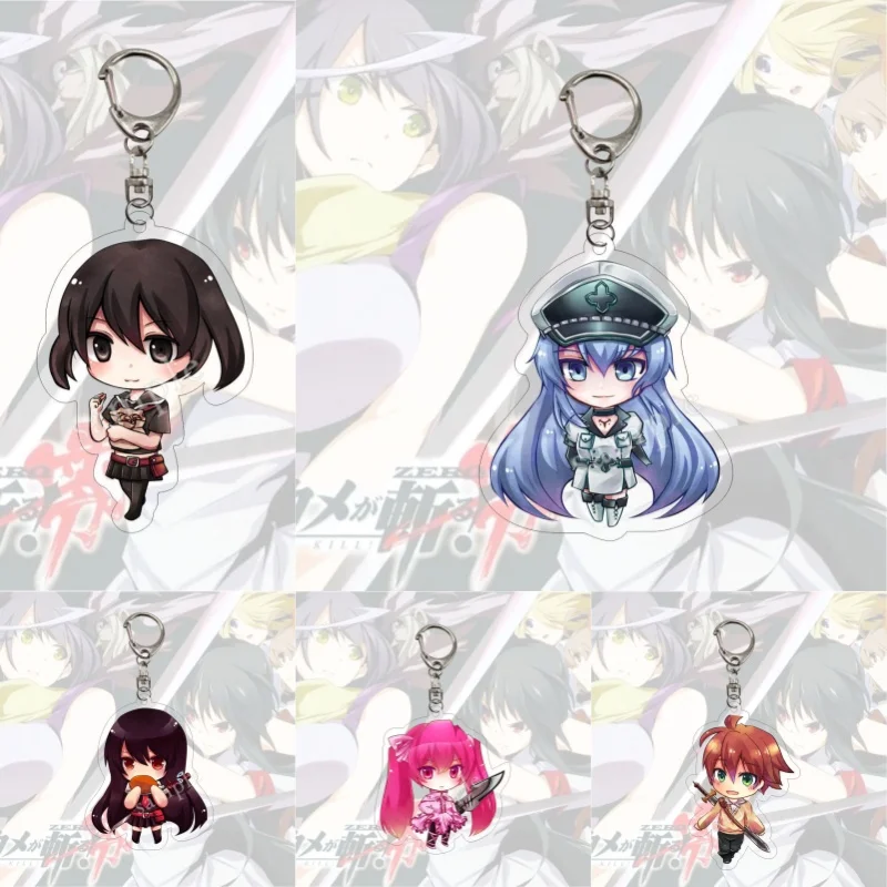 Llaveros Figura acrílica Tatsumi Akame Esdeath Llaveros Bolsas Kawaii Llavero Colgante Anime Akame Ga ¡Tuda! Juguetes Periféricos 6cm