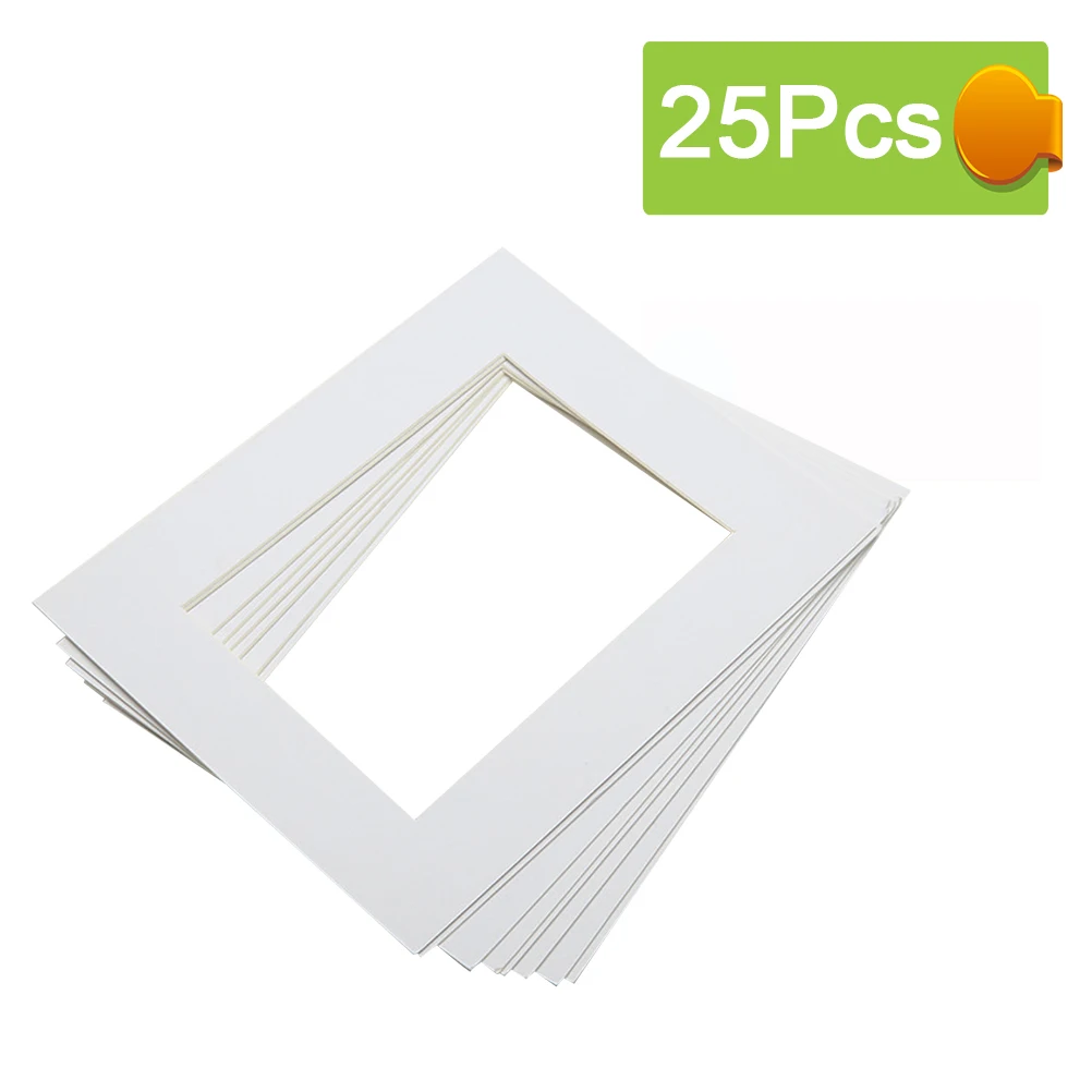 

25pcs White Core Picture Mats Acid-free 10 Inch Photo Frame Matting 6x8 Crafts Projects