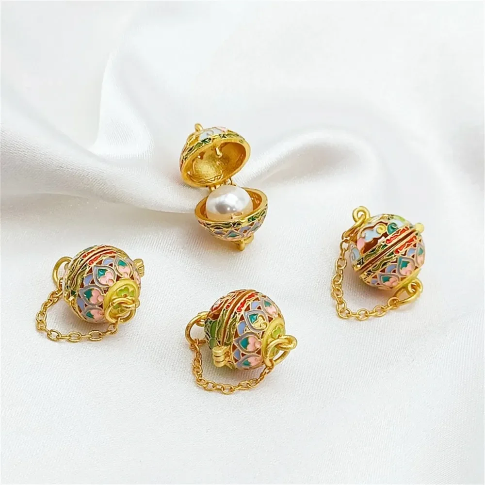 قلادة كيس بسبعة ألوان من الذهب الرملي عيار 18 قيراط، قلادة مصنوعة يدويًا، إكسسوار قلادة قابل للفتح #1