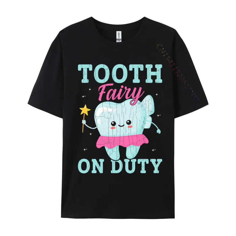 Tooth Fairy On Duty Funny Halloween Girls Graphic Company Men's T-shirts Print Street Tops Shirts Pure Cotton Fashionable