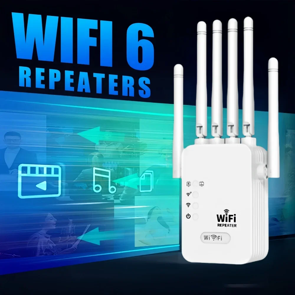 

Беспроводной повторитель Wi-Fi 1200 Мбит/с, расширитель Wi-Fi, усилитель сети 2,4G/5G 360 ° Сигнал полного покрытия для офиса и дома
