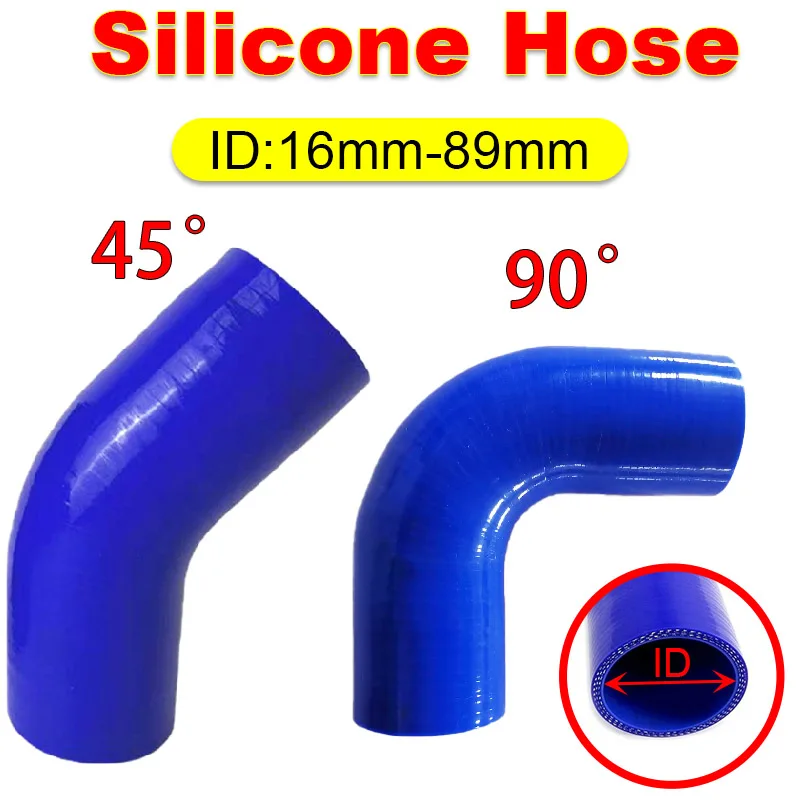 

ID16-89mm Silicone Hose 90 Degree Elbow Tubing Connector Intercooler Turbo Silicone Intake Pipe Coupler Tube with Clamps