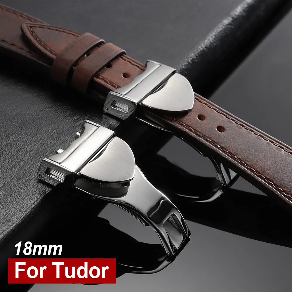 316L Stainless Steel Watch Buckle 18mm Watch Band Strap Clasp Premium Metal Button for Tudor Silver Folding Button Accessories