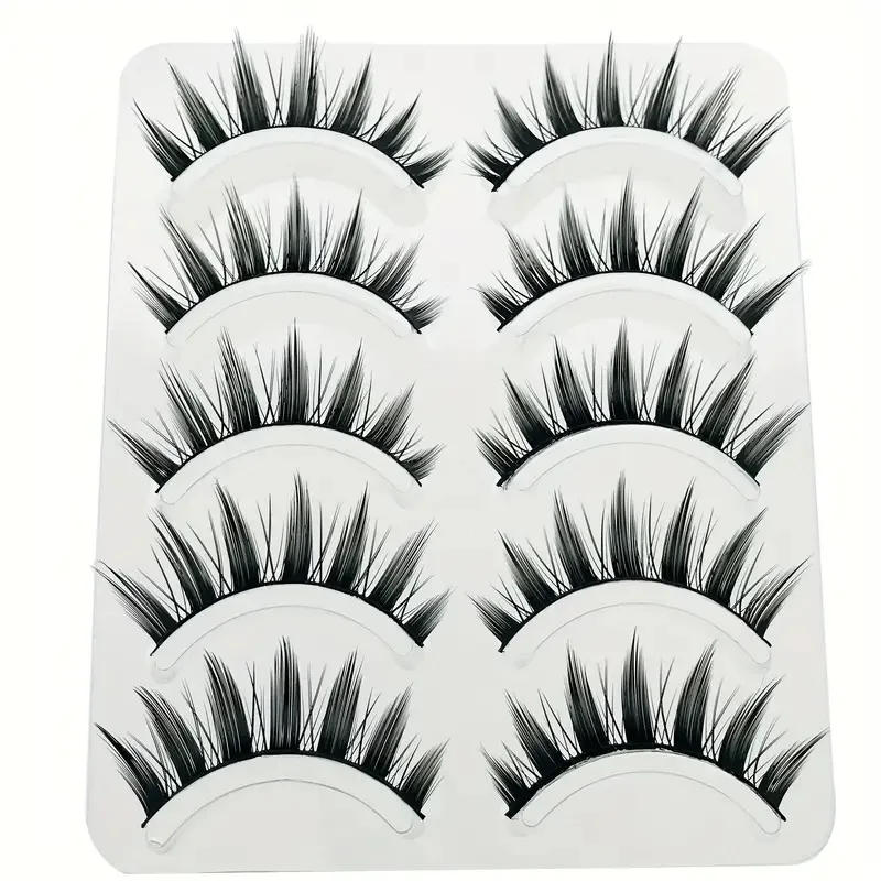 Enhance Your Look with Manga-Inspired False Eyelashes - 5 Pack of Reusable, Natural-Looking Wispy Lashes!