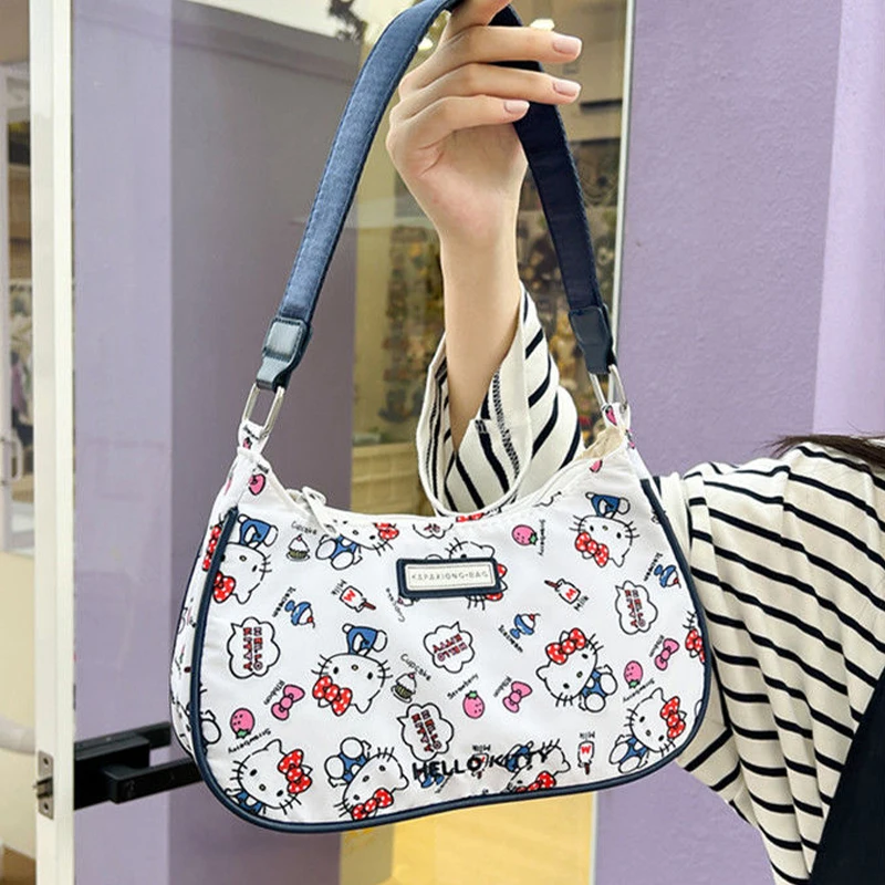 ハローキティ三日月ハンドバッグ女性ピンク財布脇の下バッグかわいい小さなかばんガールのハートかわいいフェイスバッグ女の子のギフト