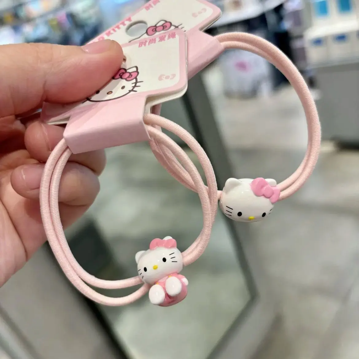 1Pcs Hello Kitty Pink Elastic Hair Ties Set Kawaii Sanrio Cartoon Hair Bands for Kids Girls Hair Accessories