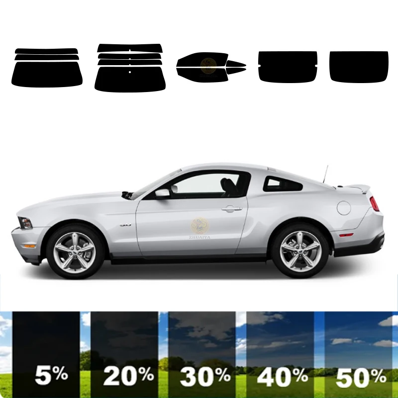 precut Removable Window Tint Film For Car 100% UVR 5%-70%VLT Heat Insulation Carbon ﻿For FORD MUSTANG 2 DR COUPE 2010-2014