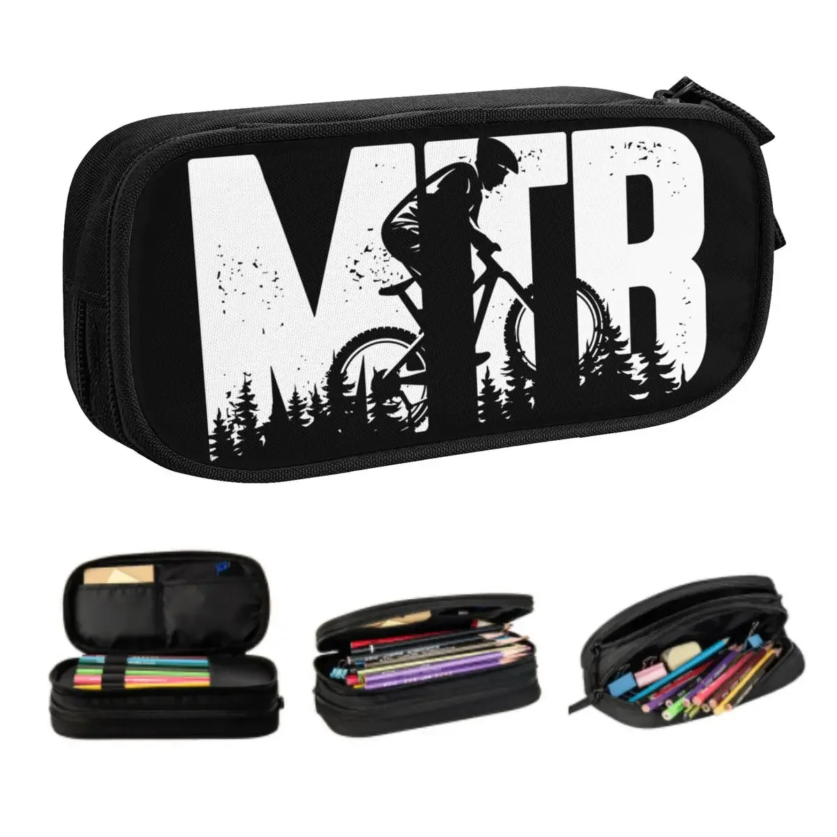 

Customized Kawaii MTB Mountain Bike Pencil Case for Girls Boys Large Capacity Bicycle Cyclist Ride Pencil Box School Supplies