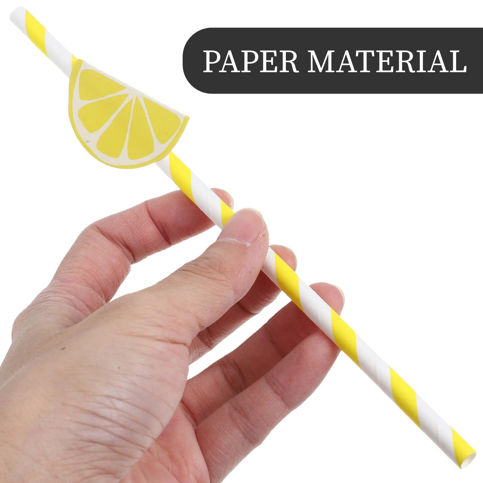 20Pcs Citrus Lemon Design Paper Straws Biodegradable Party Drinking Straws for Birthday Celebration Disco Theme Holiday Decor