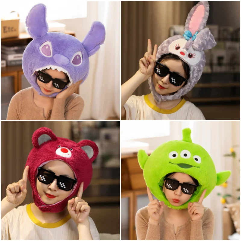 Disney Plush Headgear Hat Stitch Donald Duck StellaLou Lotso Alien Anime Cartoon Cute Party Photography Props Cap Girl Gift