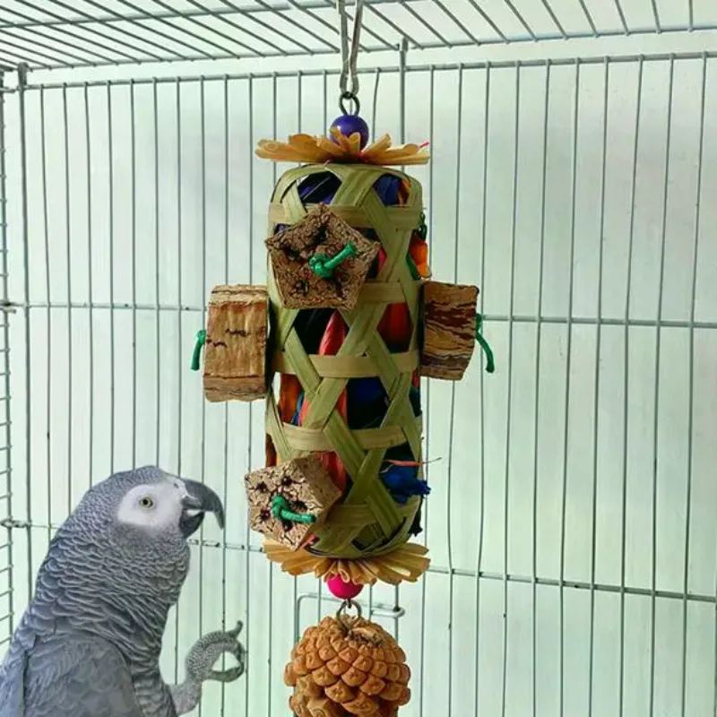 

1Pcs Colorful Husk Parrot Toy For Mental Play Training Indoor Finches Lovebirds African Grey Bird Toy Foraging Chew Pet Supplies