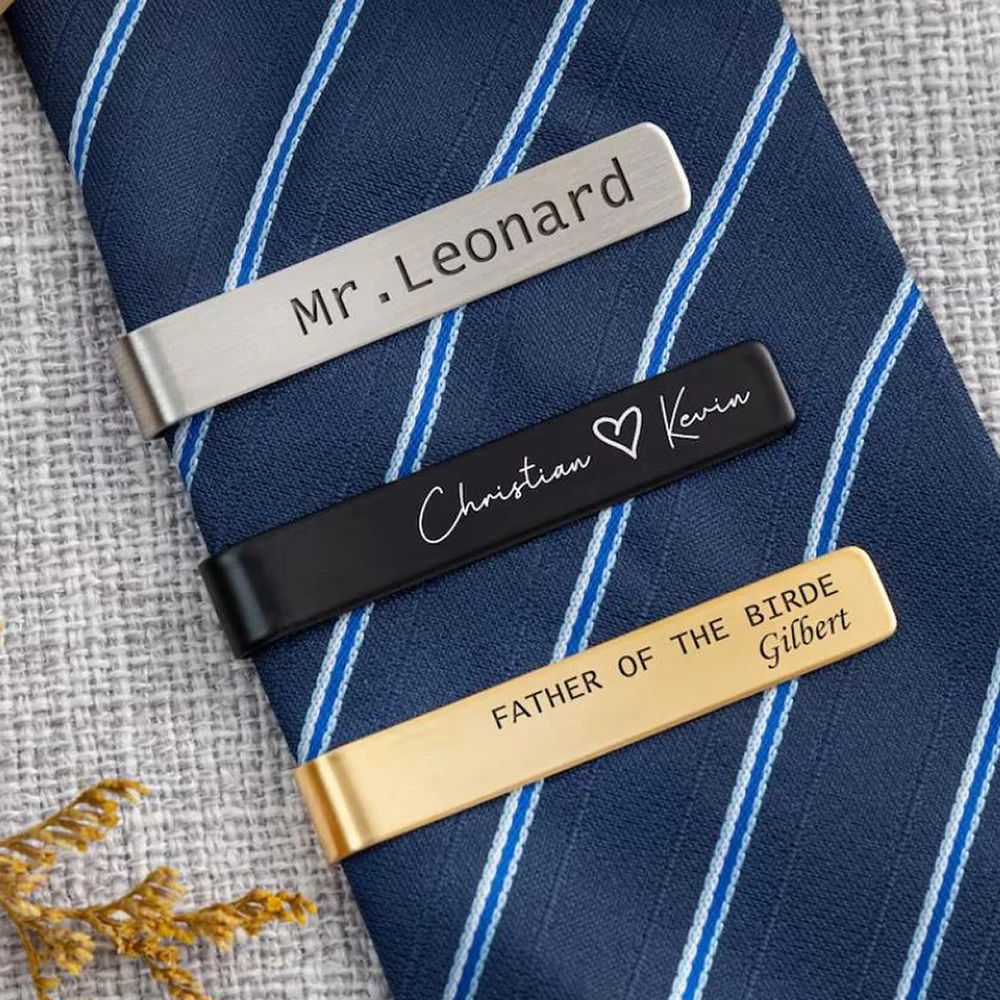 

Personalized Stainless Steel Fashionable Tie Clip, Custom Carved Name, Men's Tie Accessory, Gift for Father and Boyfriend