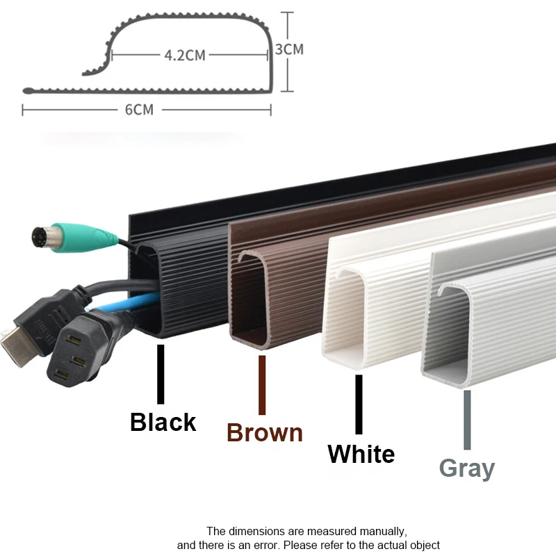 Self-Adhesive Cord Cable Organizer table wire trough 2pcs Cord Cover Hider Cables Management Under Desk J Channel Cabled Raceway