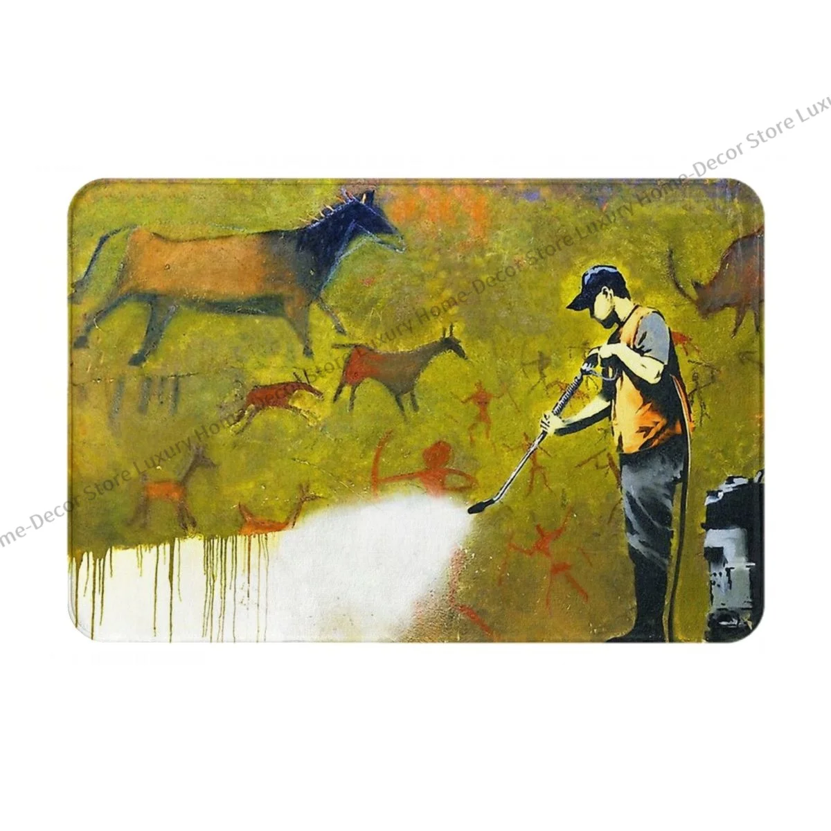 Banksy Wall Graffiti Non-slip Doormat Cave Bath Bedroom Mat Welcome Carpet Flannel Modern Decor