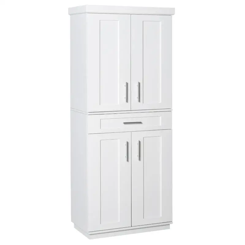 

HOMCOM White Pantry Cabinet with Adjustable Shelving for Kitchen, Perfect for Family, White