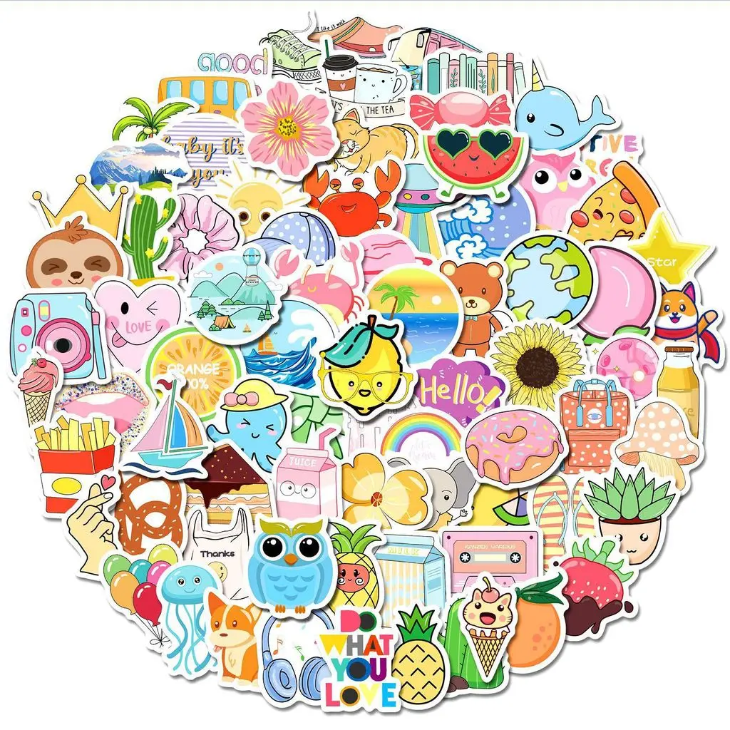 100Pcs Aesthetic Mixed Animal Stickers, Cute Cartoon Doodle Decals for DIY Journal & Luggage Decor RecordingYourLife Store