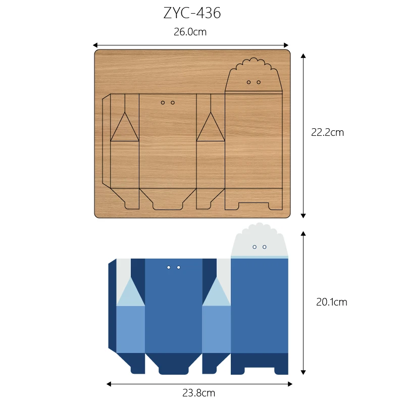 Box Wooden Cutting Mold Suitable for Die-Cutting Machines, ZYC-436