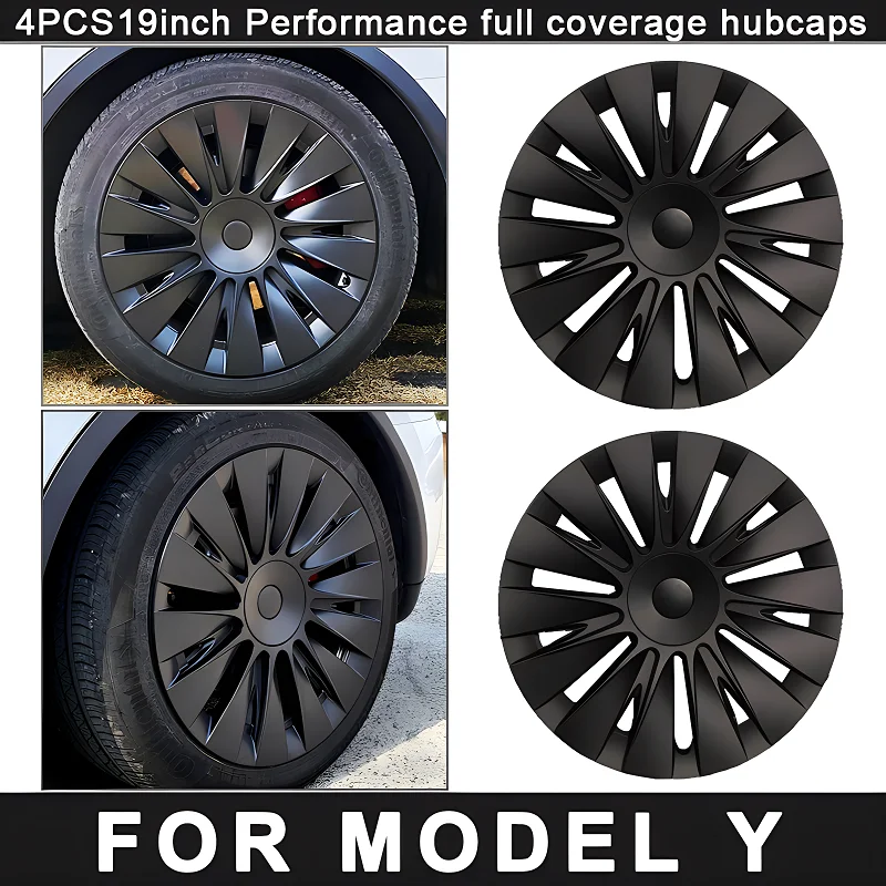 

4PCS Hub Cap for Tesla Model Y 19-Inch Performance Replacement Wheel Cap Automobile Full Rim Cover Accessories 2018-2024 Hubcap