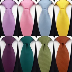 New 8CM Mens Necktie Pink BlacK Blue Solid Color Ties For Man Groom Jacquard Woven Neck Tie For Business Wedding Party