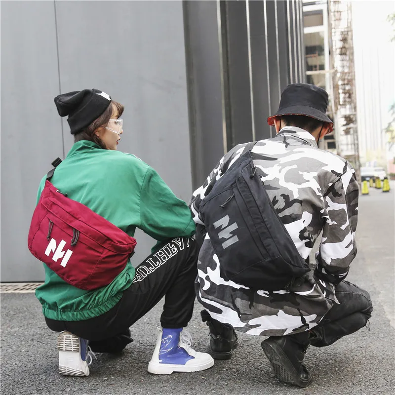 

Street Sle Large Capaci Chest Bag ex Retro Cotton Single oulder Bapa Waist Bag Trendy Crossbody Bag for Men And...